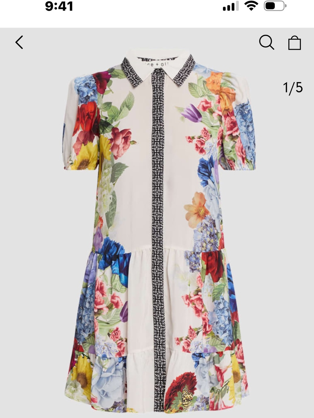 Alice + Olivia Cream Floral Tiered Mini Dress